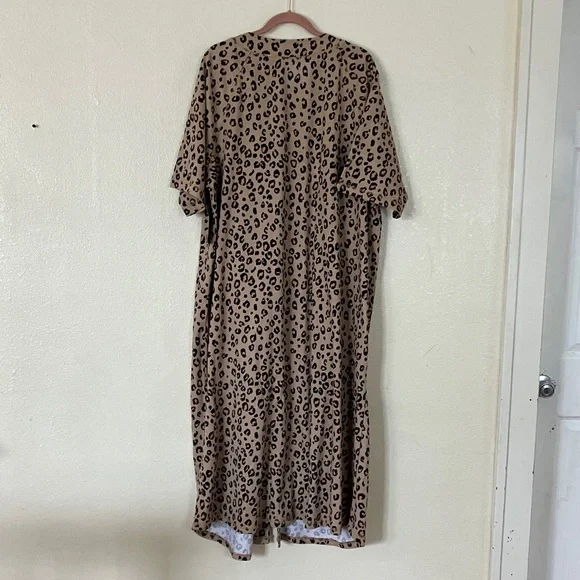 Dreams & Co. Leopard Print Zip Front Robe, 1X - Picture 8 of 8